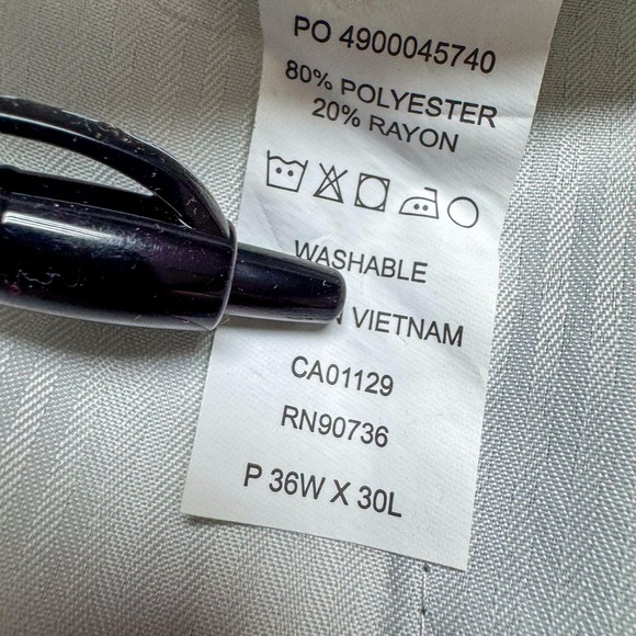 Lauren Ralph Lauren Pants Mens 36x29 Gray Polyester Pleated Cuffed Dress Slacks - Picture 8 of 12